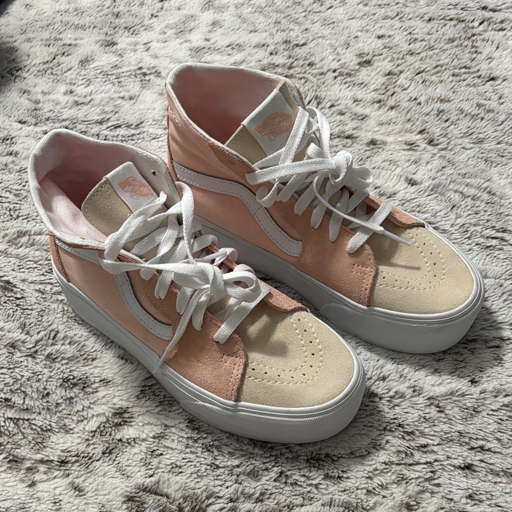 Vans Women's High-Top Sneakers - Peach and Beige
